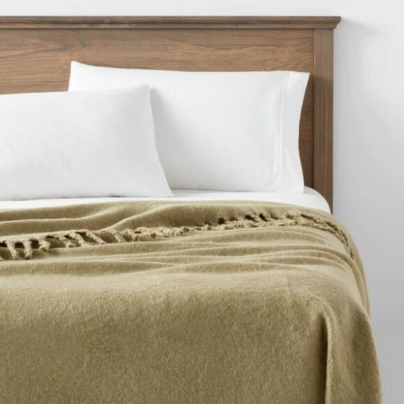 Threshold -  Faux Mohair Throw Blanket Oversized 80x6 Green - Picture 2 of 3